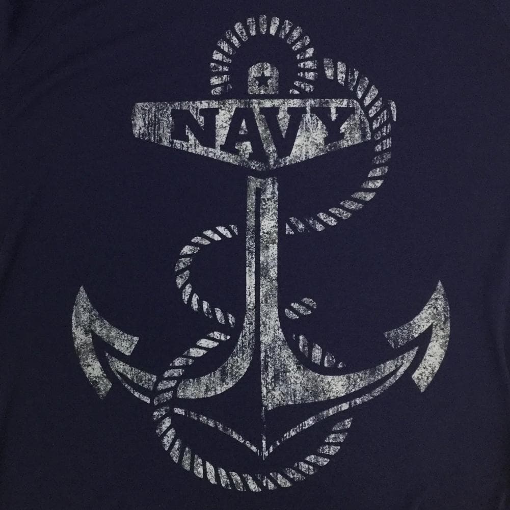 NAVY DISTRESSED ANCHOR LONG SLEEVE HOODIE T (NAVY) 2