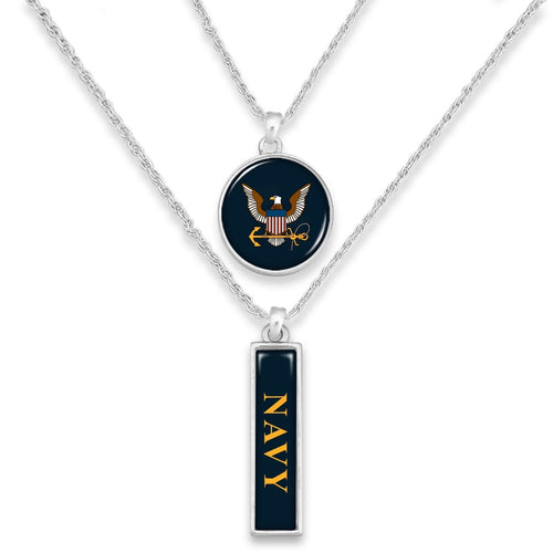 NAVY EAGLE DOUBLE DOWN NECKLACE