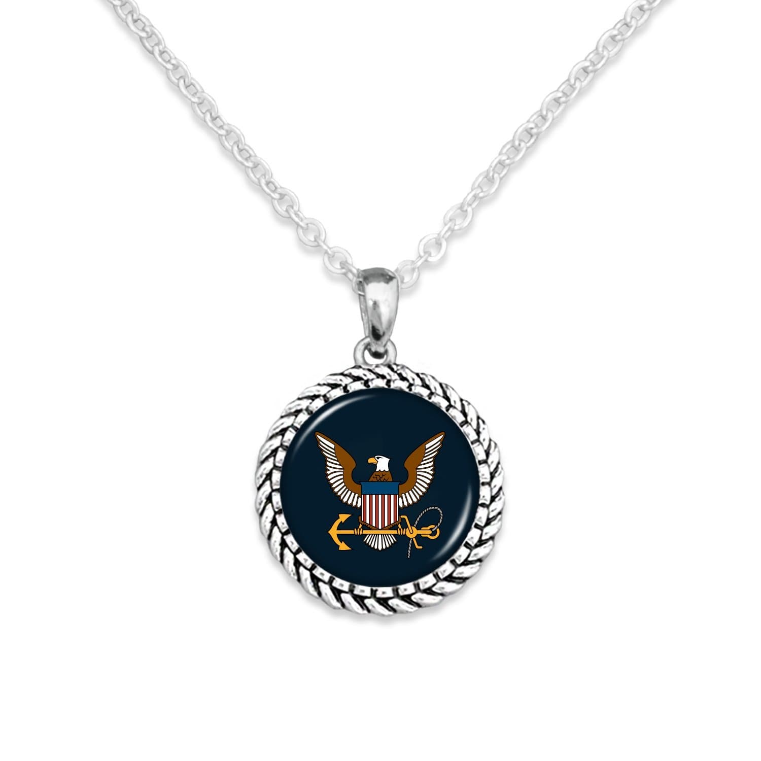 NAVY EAGLE ROPE EDGE NECKLACE