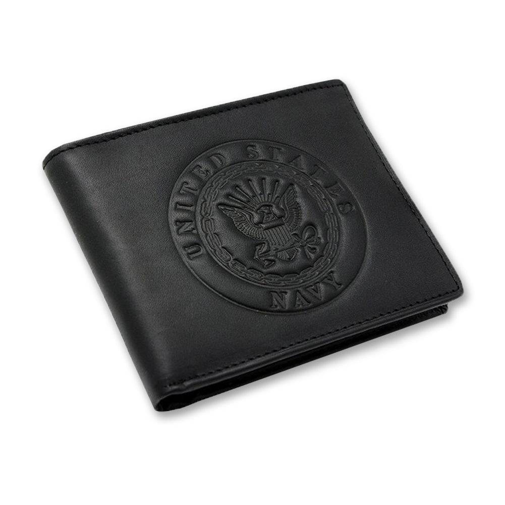 NAVY EMBOSSED BIFOLD WALLET 2