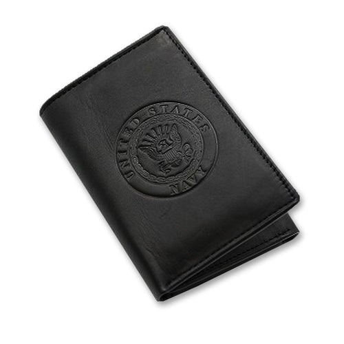 NAVY EMBOSSED TRIFOLD WALLET 2