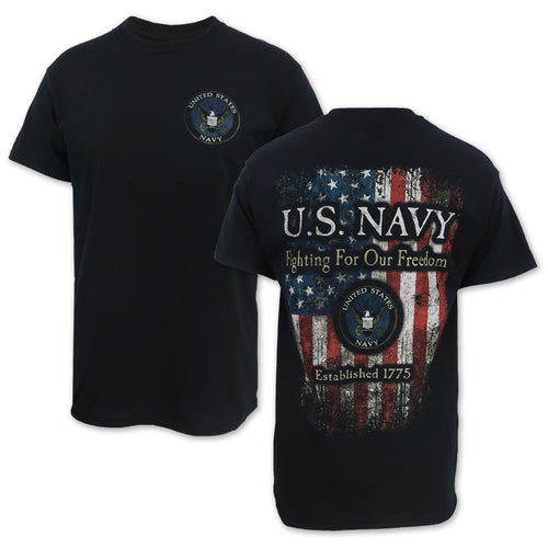 NAVY FIGHTING FOR OUR FREEDOM FLAG T-SHIRT (BLACK)