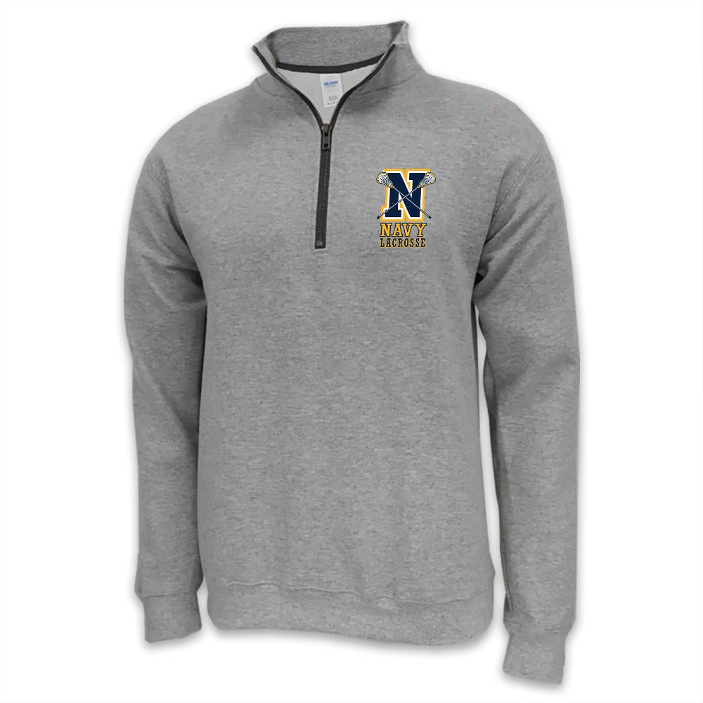 NAVY LACROSSE LOGO 1/4 ZIP (GREY)