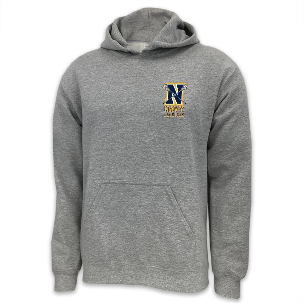 Navy Lacrosse Logo Hood Grey