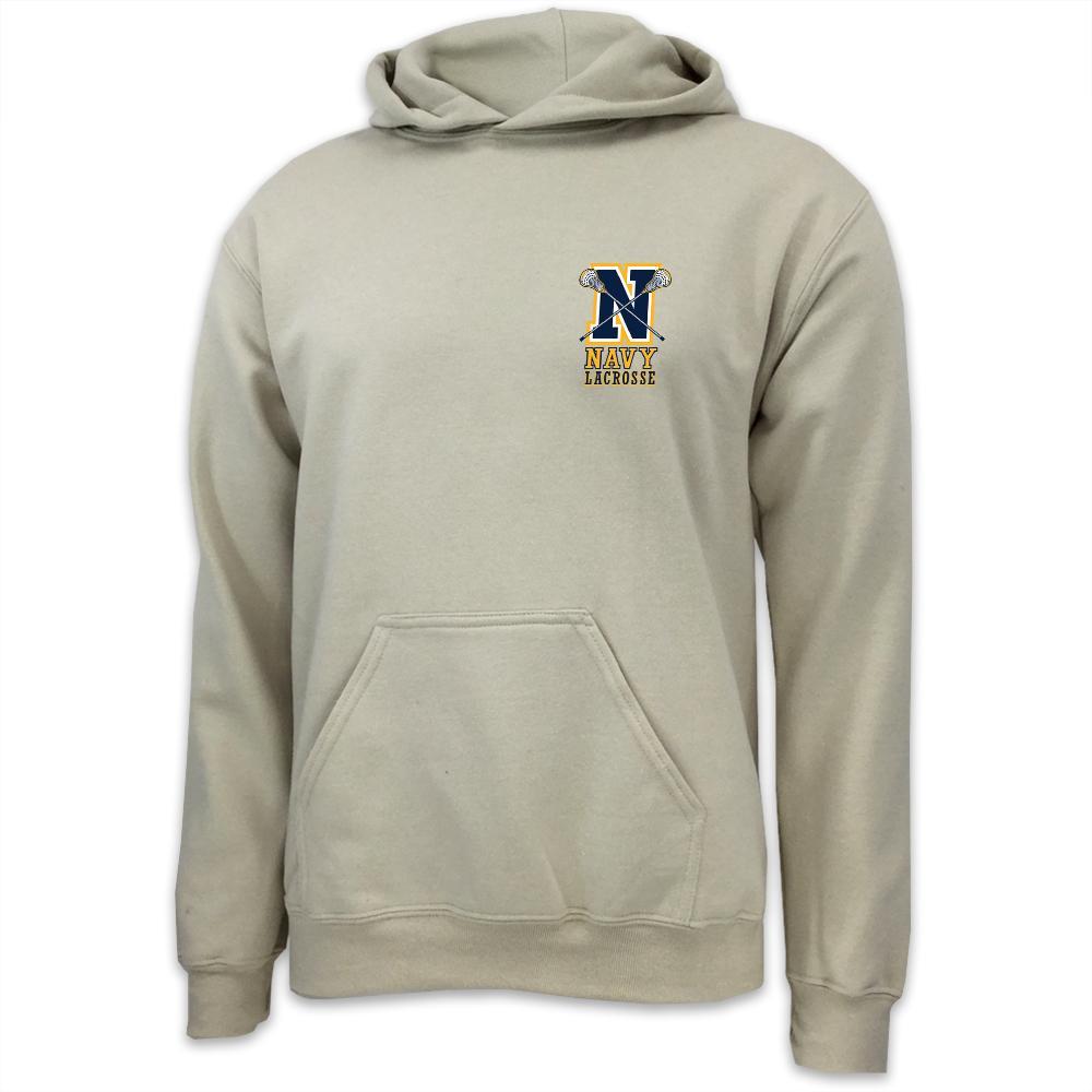 NAVY LACROSSE LOGO HOOD (TAN)