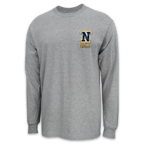 NAVY LACROSSE LOGO LONG SLEEVE T (GREY)