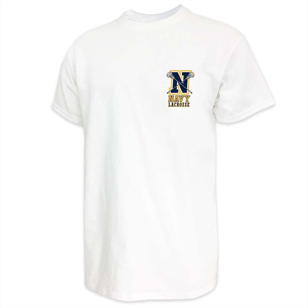 NAVY LACROSSE LOGO T-SHIRT (WHITE)