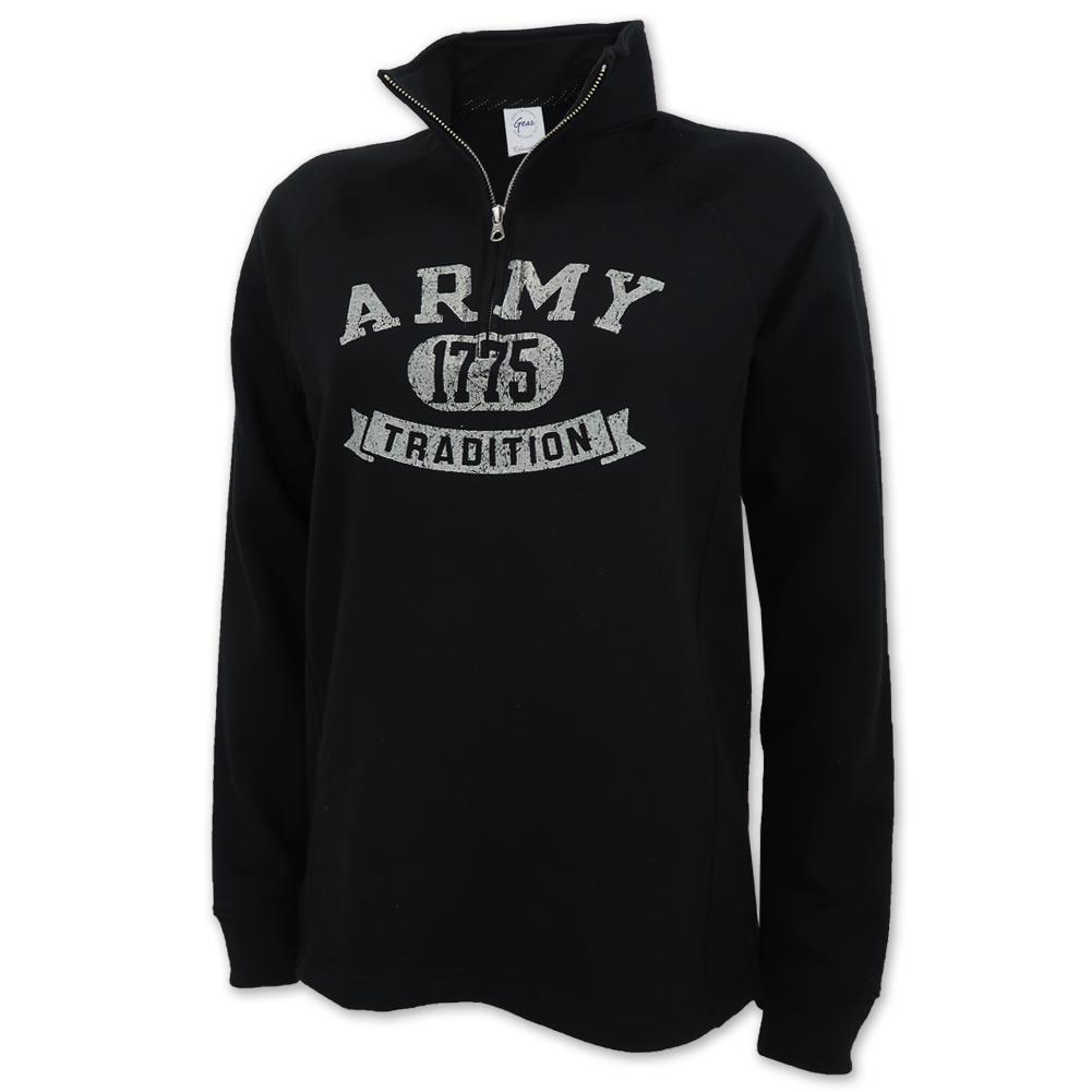 ARMY LADIES DISTRESSED RELAX 1/4 ZIP (BLACK) 1