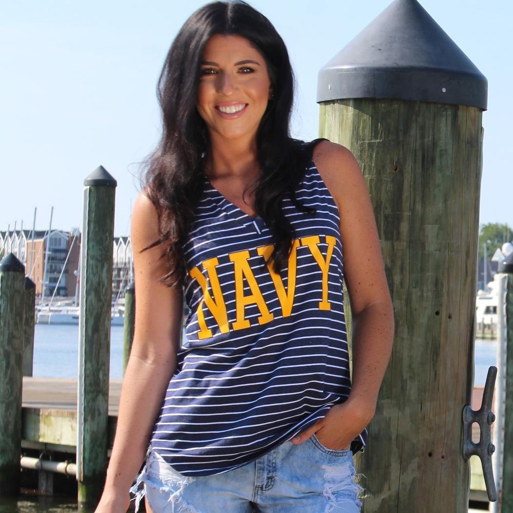 NAVY LADIES MARGO STRIPED TANK (NAVY) 4