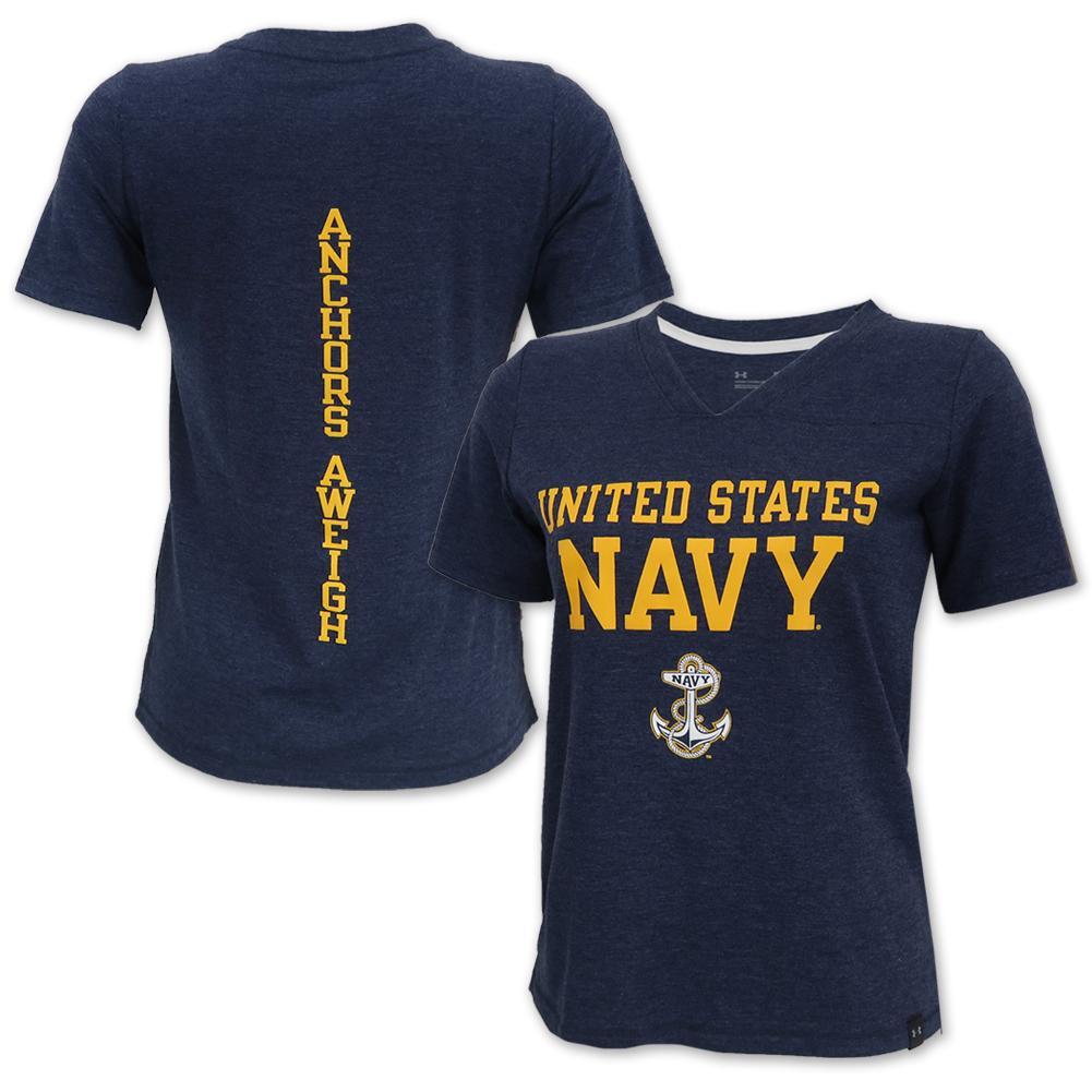 Navy Ladies Under Armour Bi-Blend T-Shirt (Navy)