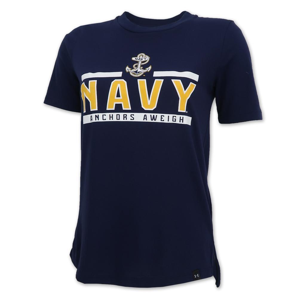 NAVY LADIES UNDER ARMOUR ANCHOR LOGO PERFORMANCE COTTON T-SHIRT (NAVY) 3