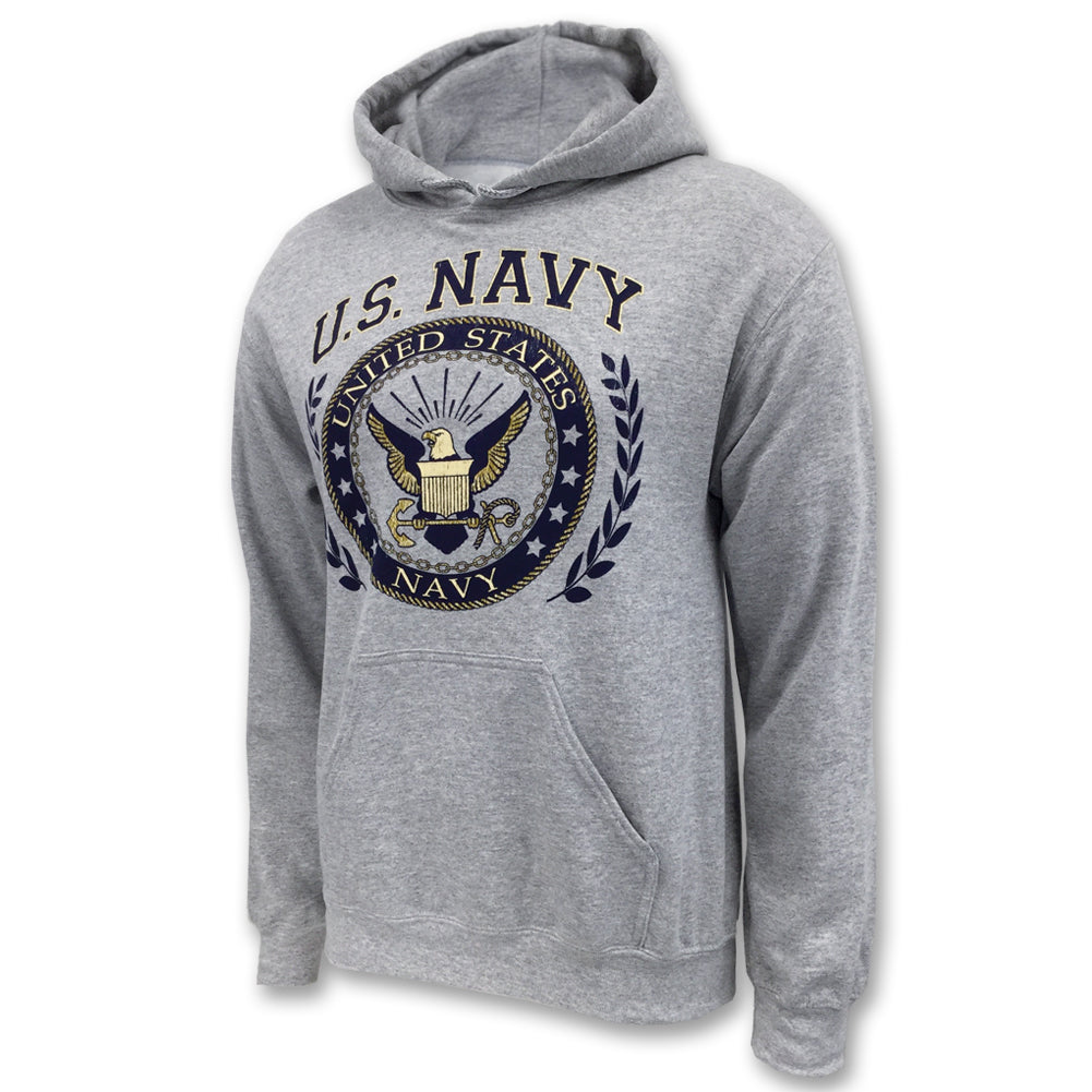 NAVY LAUREL LEAF HOODED SWEATSHIRT 2