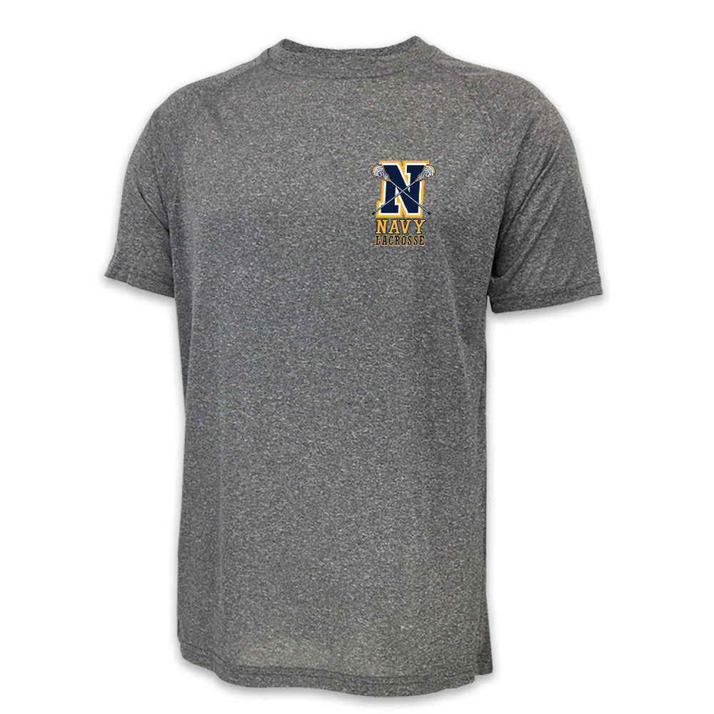 NAVY LACROSSE LOGO PERFORMANCE T (GREY) 2