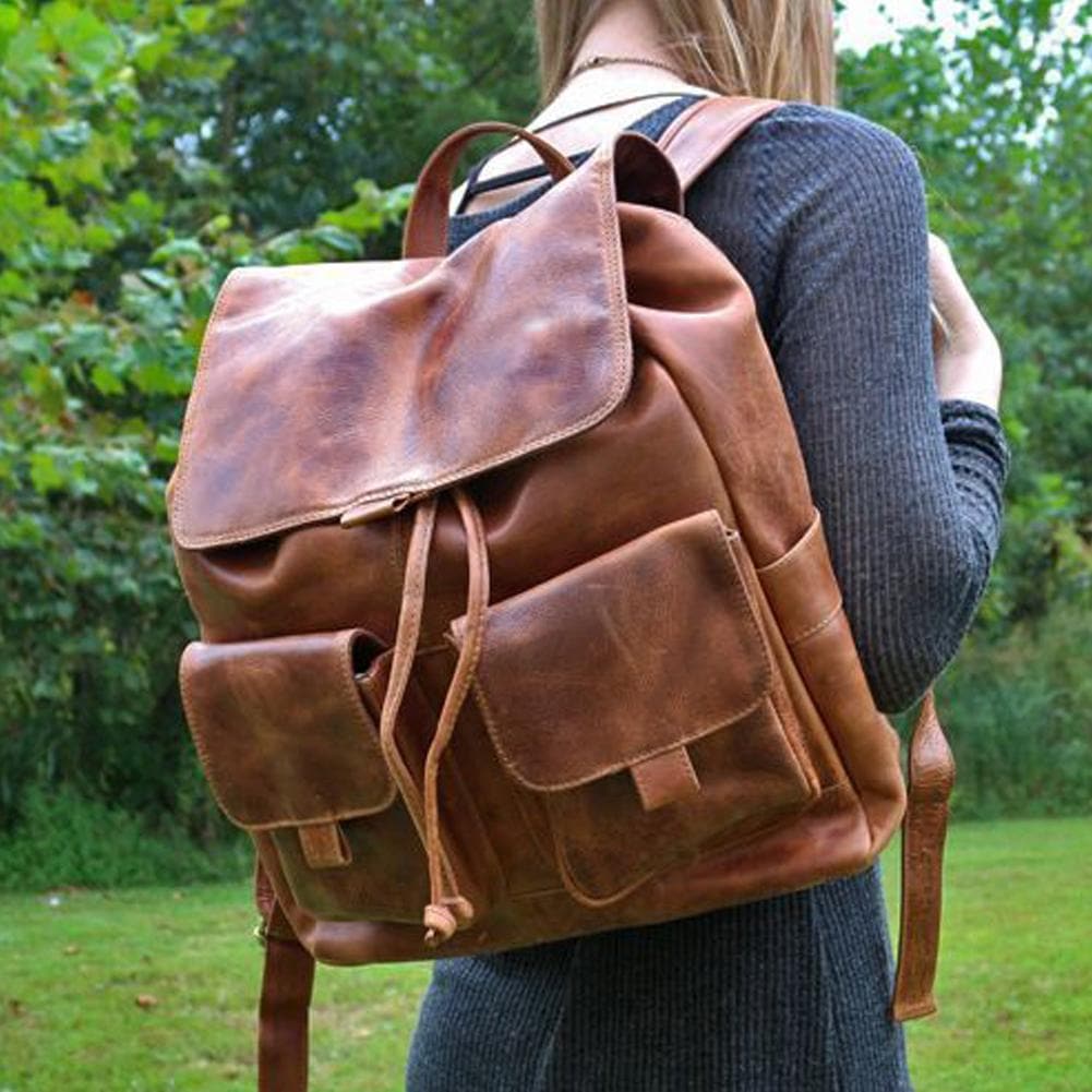 NAVY LEATHER RUCKSACK 3