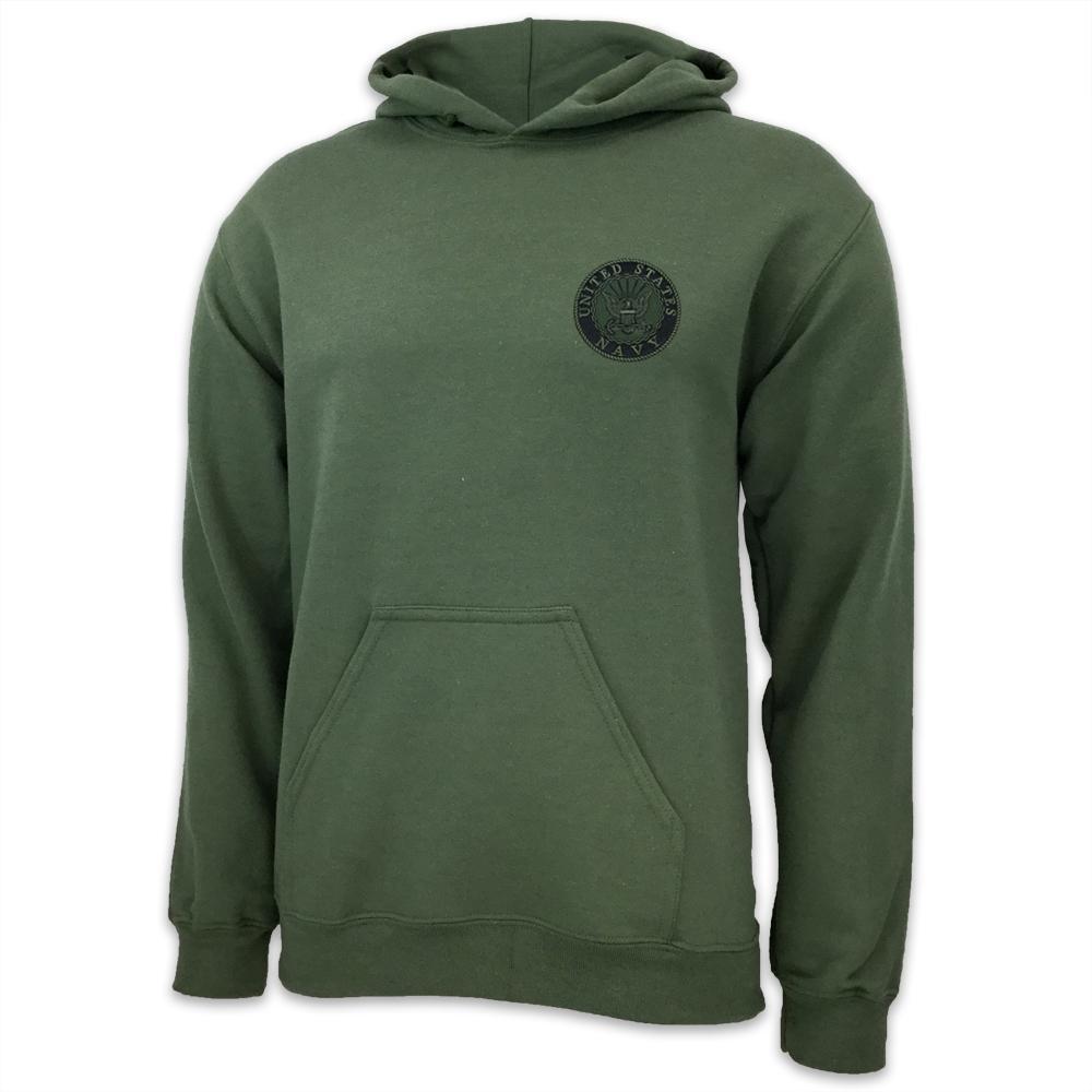 NAVY LOGO PATCH HOOD (OD GREEN)