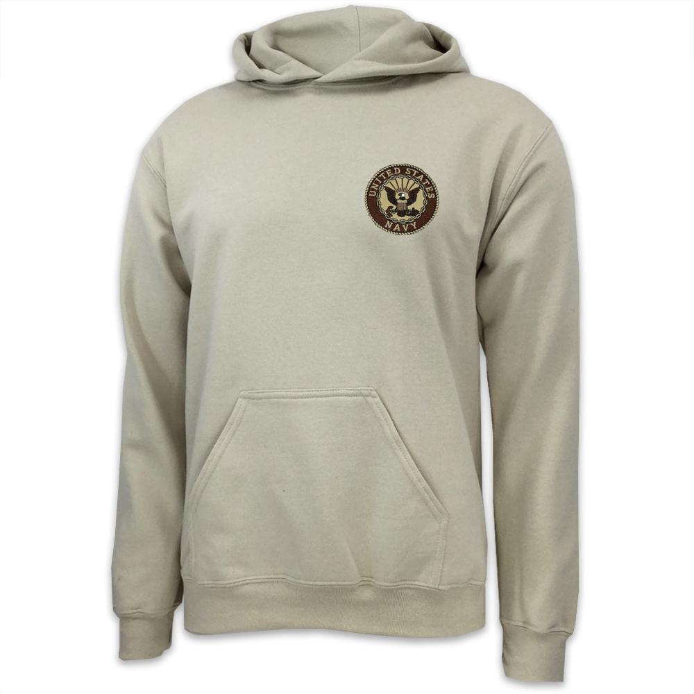 NAVY LOGO PATCH HOOD (TAN)