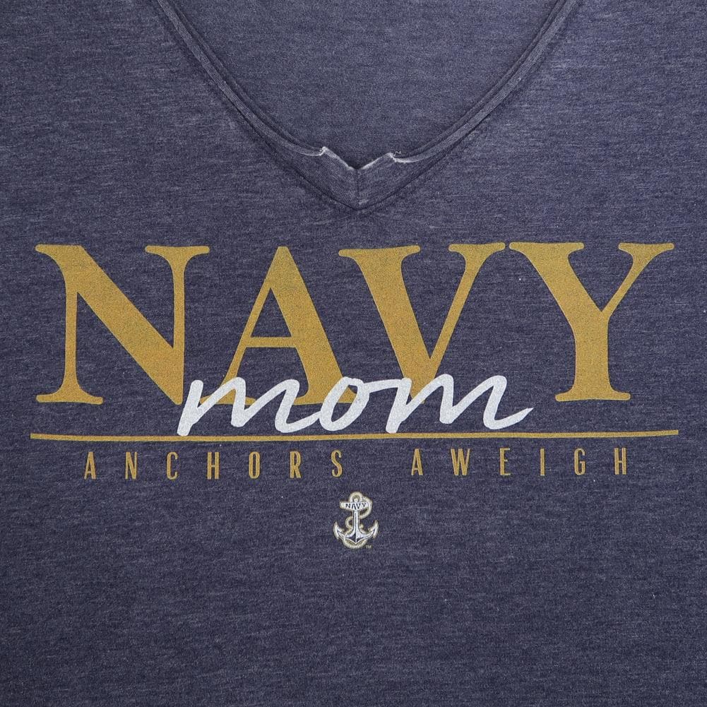 NAVY MOM LADIES LOOSE FIT V-NECK T-SHIRT (NAVY)