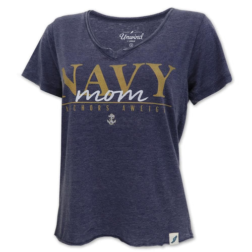 NAVY MOM LADIES LOOSE FIT V-NECK T-SHIRT (NAVY) 1