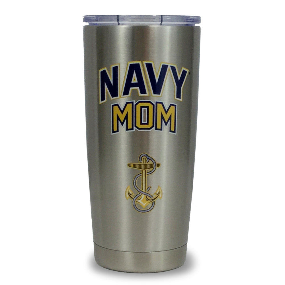 NAVY MOM STAINLESS STEEL TUMBLER (SILVER) 1