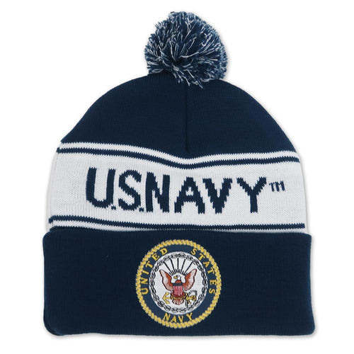 NAVY POM POM KNIT BEANIE (NAVY) 1