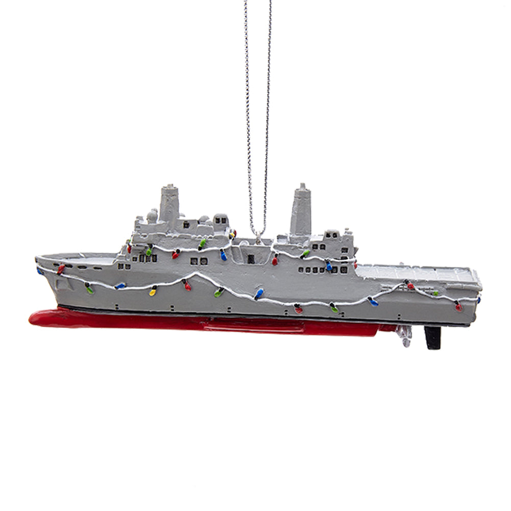 NAVY SHIP W/CHRISTMAS LIGHTS ORNAMENT 2