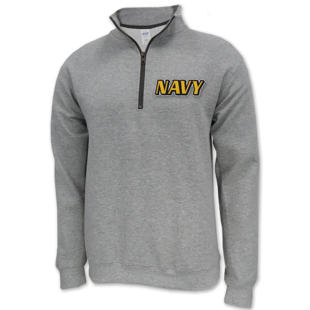 NAVY TWILL LOGO 1/4 ZIP (GREY) 1