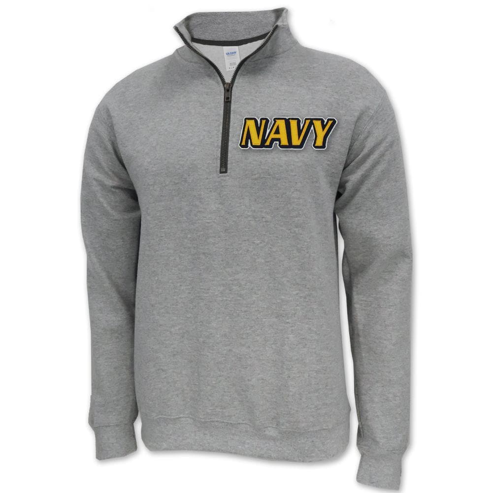 NAVY TWILL LOGO 1/4 ZIP (GREY)