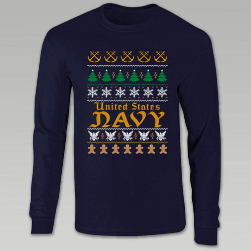 NAVY UGLY SWEATER LONG SLEEVE TEE