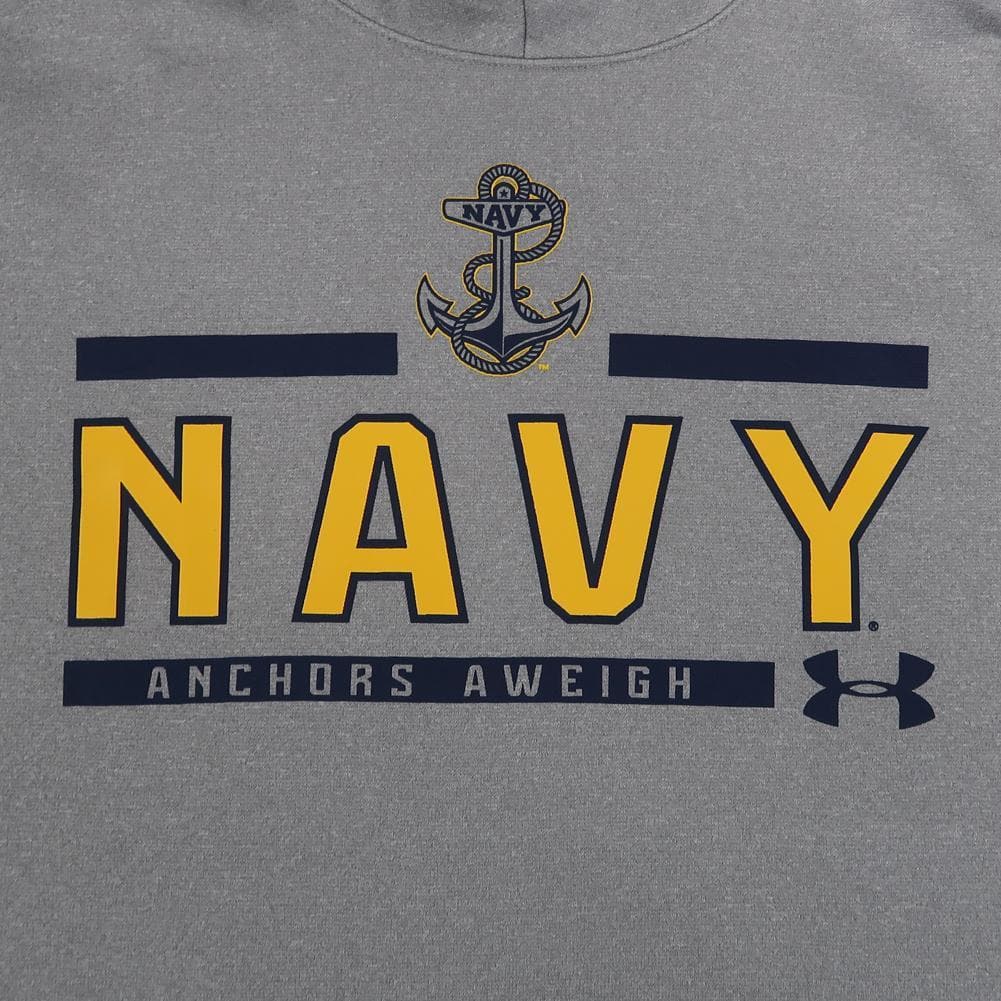 NAVY UNDER ARMOUR ANCHOR LOGO ARMOUR FLEECE HOOD (GREY)