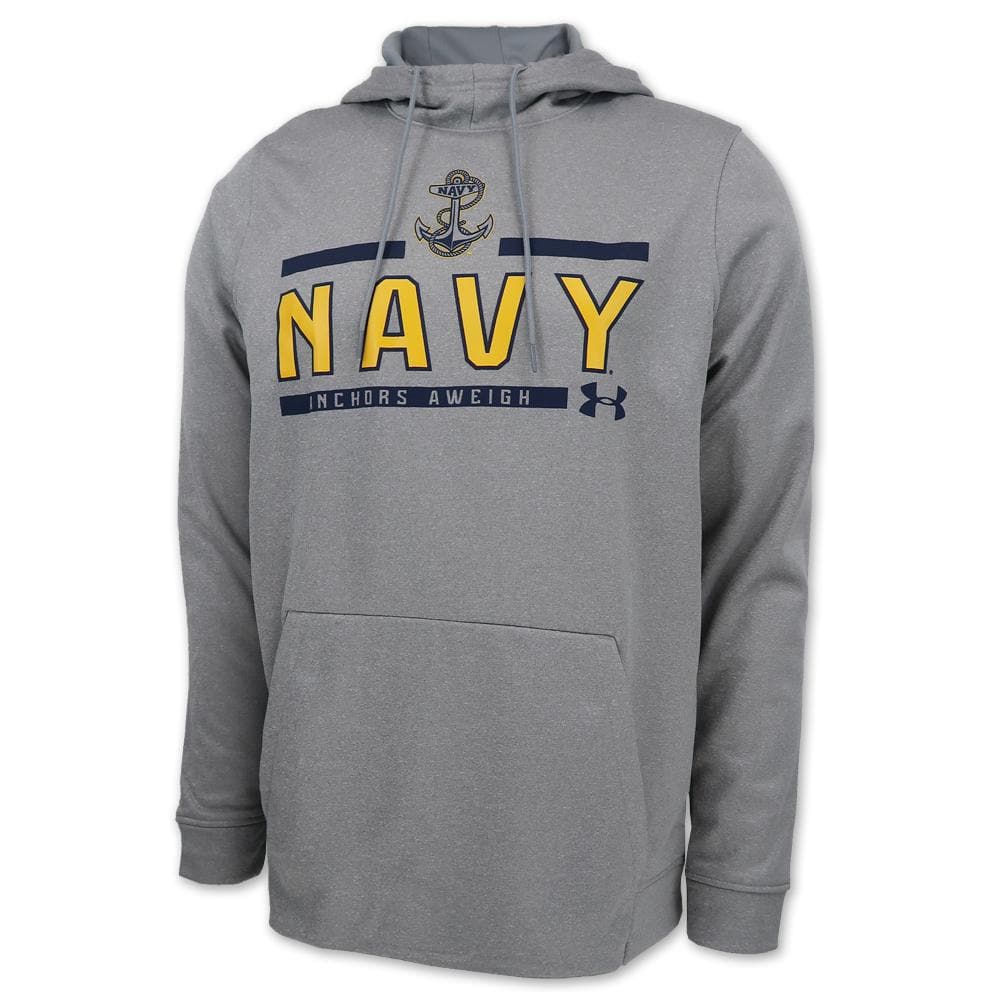 NAVY UNDER ARMOUR ANCHOR LOGO ARMOUR FLEECE HOOD (GREY) 1