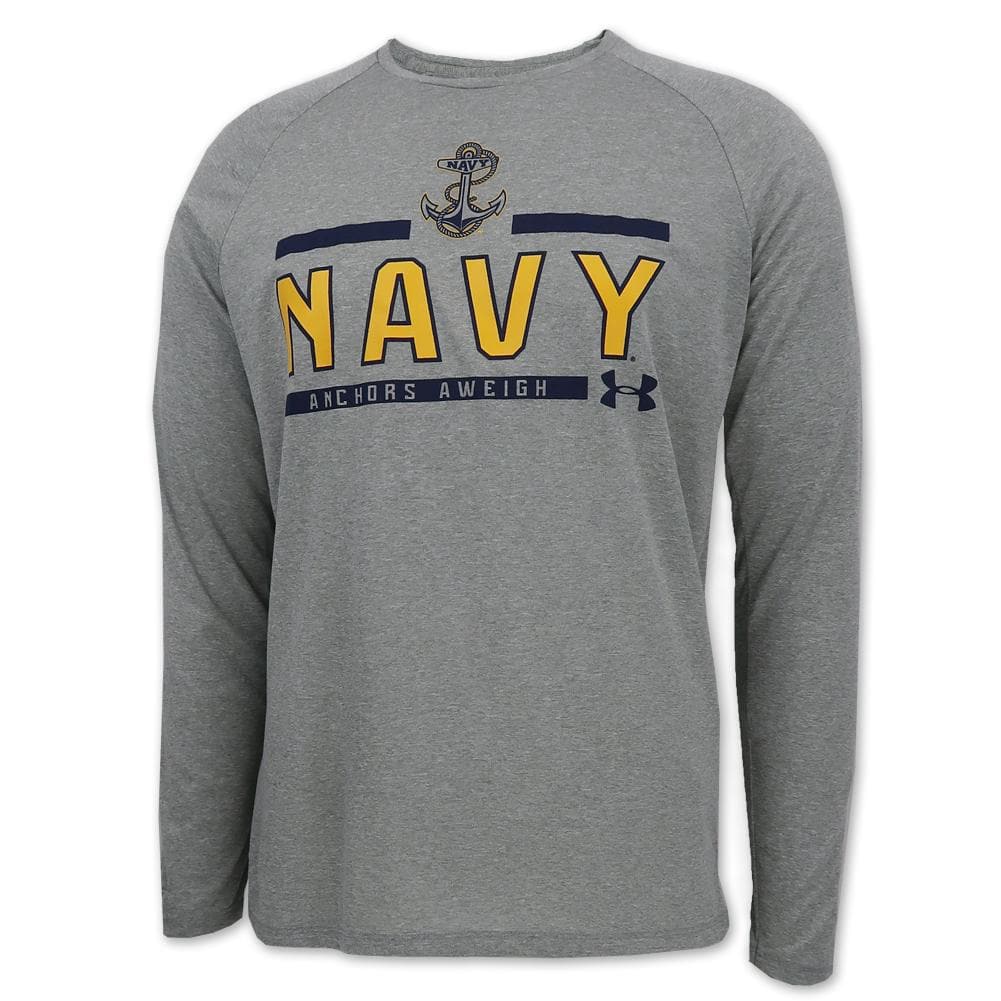 NAVY UNDER ARMOUR ANCHOR LOGO LONG SLEEVE T-SHIRT (GREY) 1