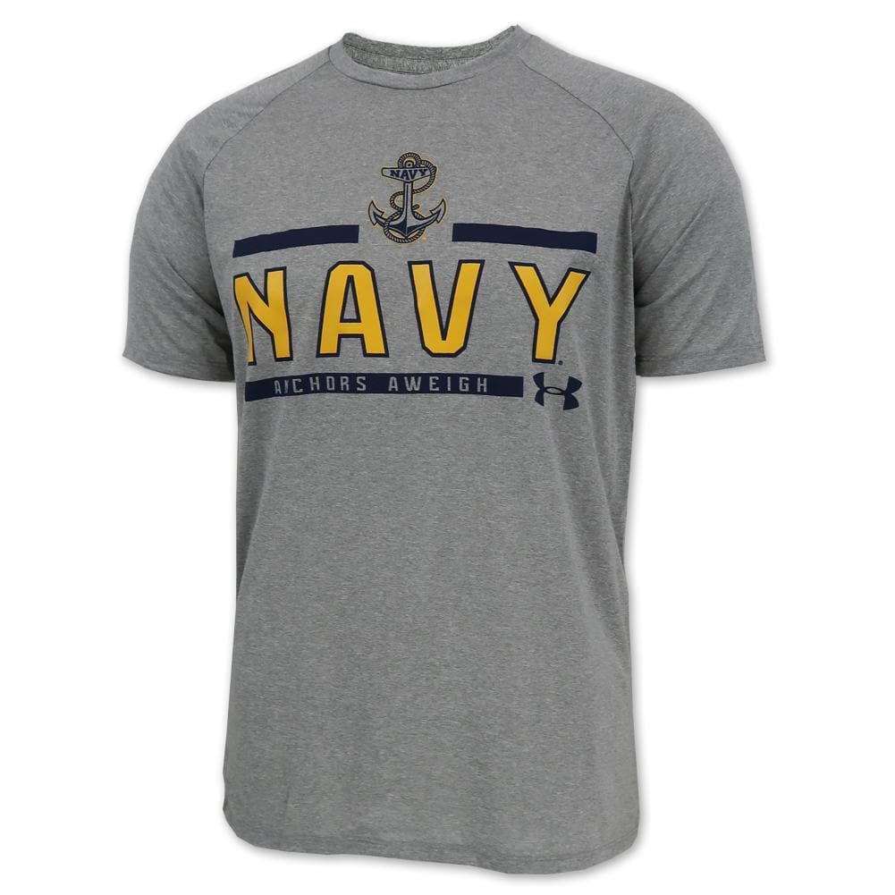 NAVY UNDER ARMOUR ANCHOR LOGO TECH T-SHIRT (GREY) 1