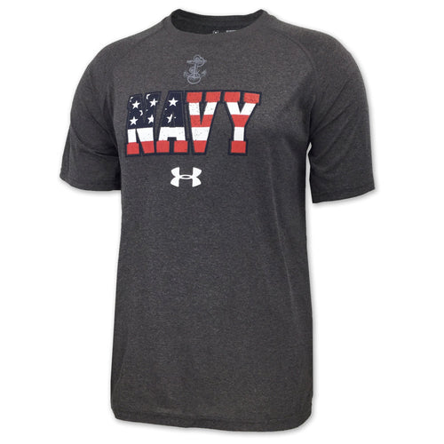 NAVY UNDER ARMOUR USA FLAG TECH T-SHIRT (CHARCOAL) 2