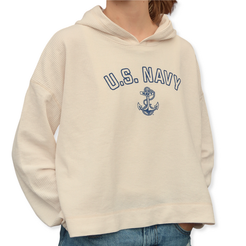 Navy Ladies Waffle Oversized Hood (Dew)