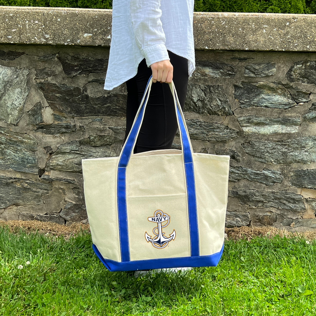 Navy Anchor Classic Natural Canvas Tote (Natural/Royal)