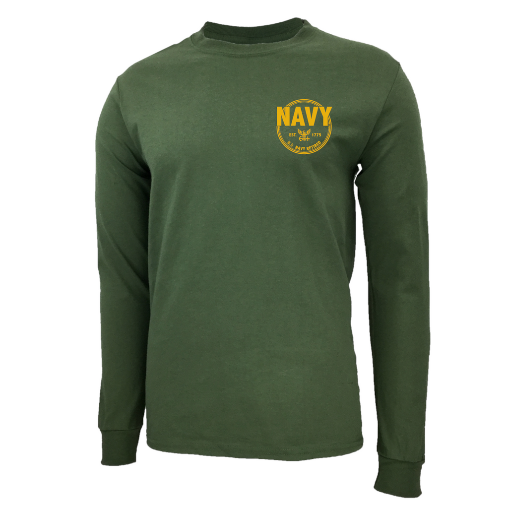 Navy Retired Left Chest Long Sleeve T-Shirt