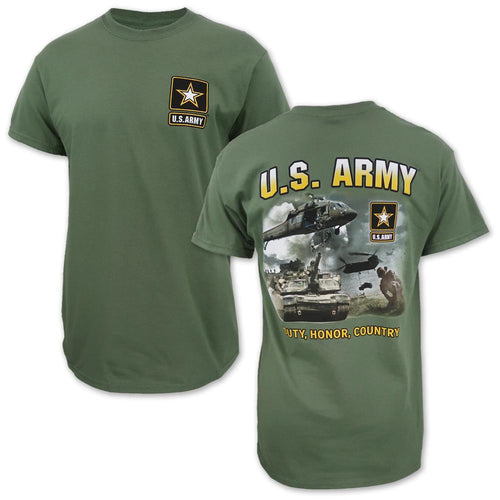 U.S. ARMY ACTION SCENE DUTY HONOR COUNTRY T-SHIRT (OD GREEN)