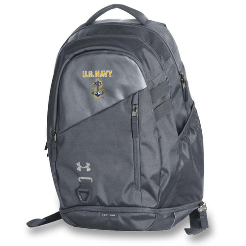 U.S NAVY ANCHOR UNDER ARMOUR HUSTLE 4.0 BACKPACK (GREY)