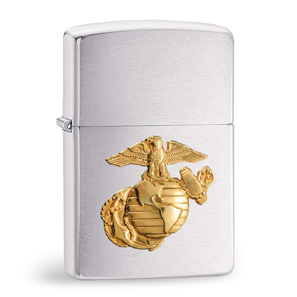 UNITED STATES MARINES BRUSHED CHROME EMBLEM ZIPPO LIGHTER 2