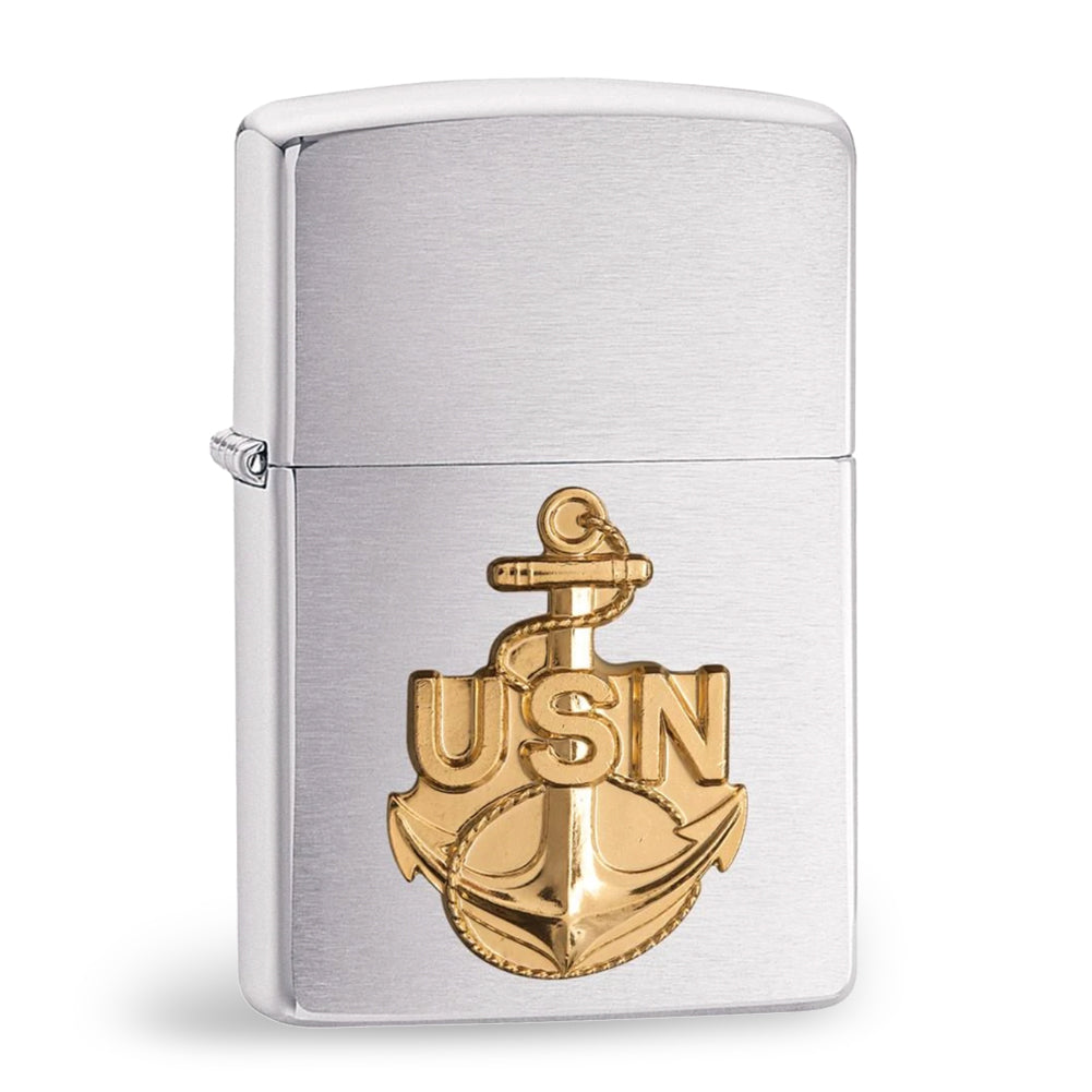 UNITED STATES NAVY BRUSHED CHROME EMBLEM ZIPPO LIGHTER 2