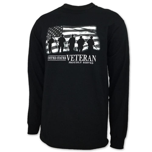 UNITED STATES VETERAN PROUDLY SERVED LONG SLEEVE T-SHIRT (BLACK) 1