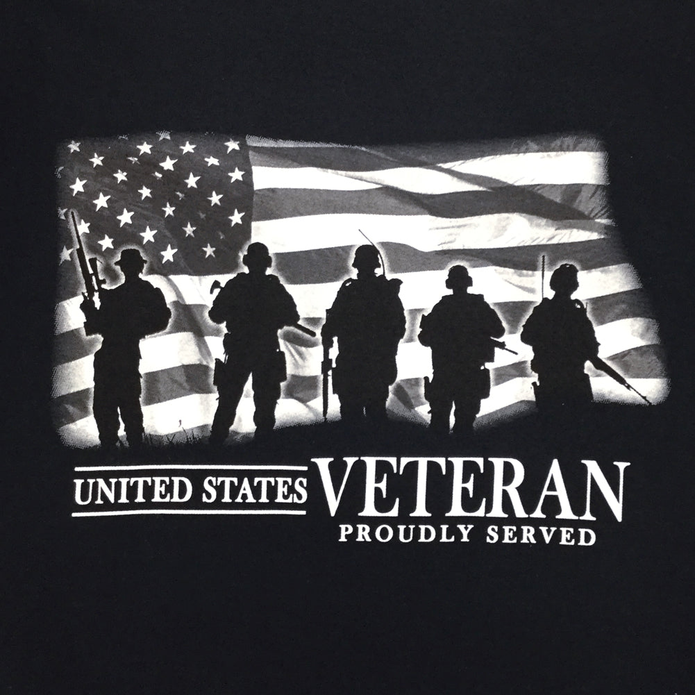 UNITED STATES VETERAN PROUDLY SERVED T-SHIRT (BLACK)