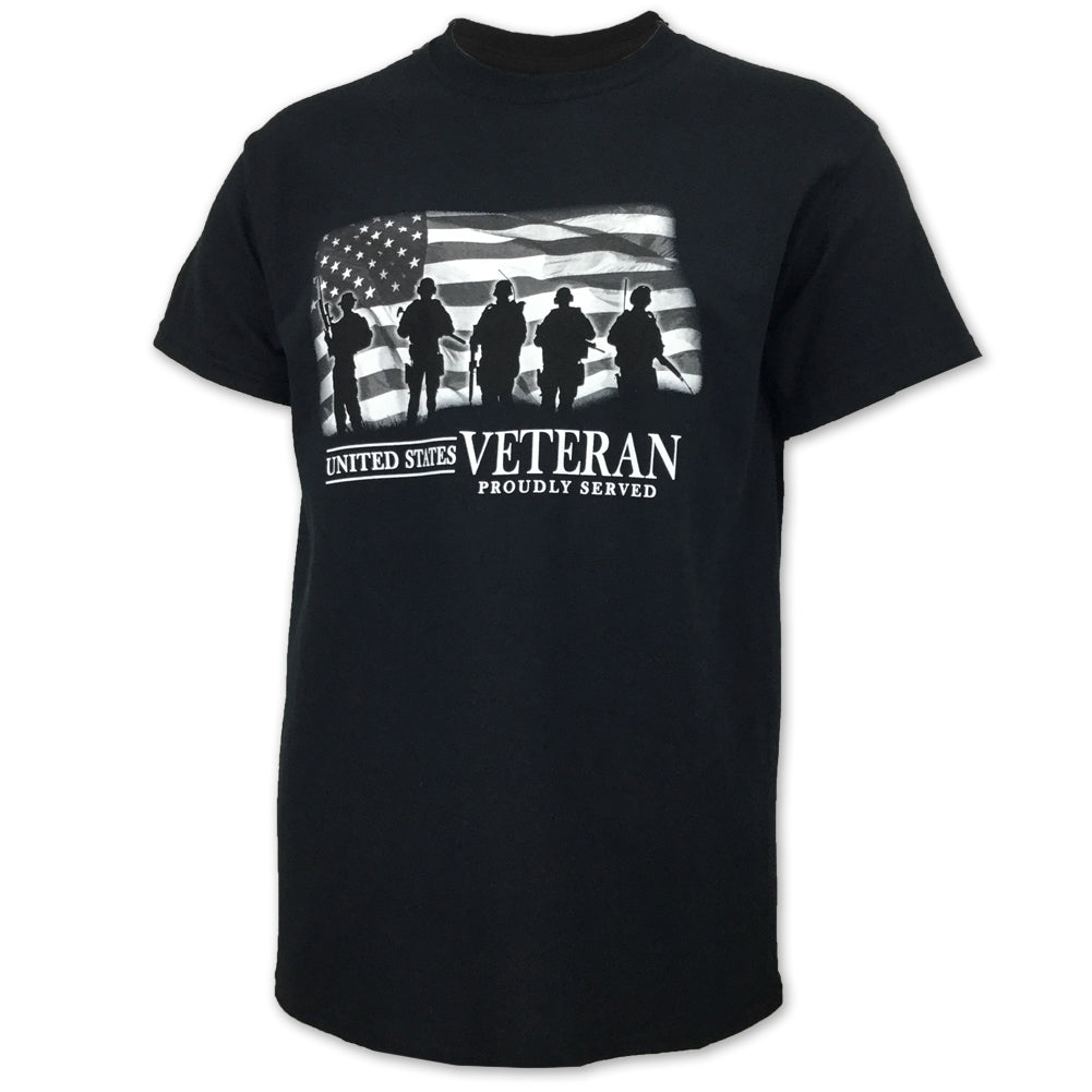 UNITED STATES VETERAN PROUDLY SERVED T-SHIRT (BLACK) 1