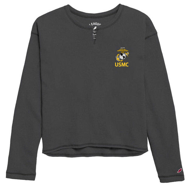 Marines EGA Ladies Waffle Midi Long Sleeve (Graphite)