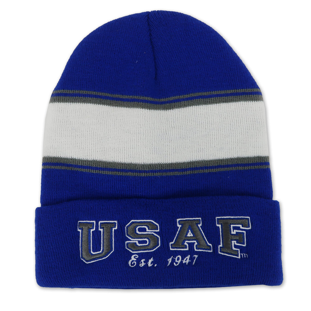 USAF STRIPED WATCH CAP (ROYAL) 1