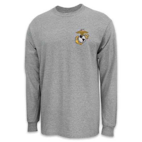 USMC EGA LOGO LONG SLEEVE T-SHIRT (GREY)