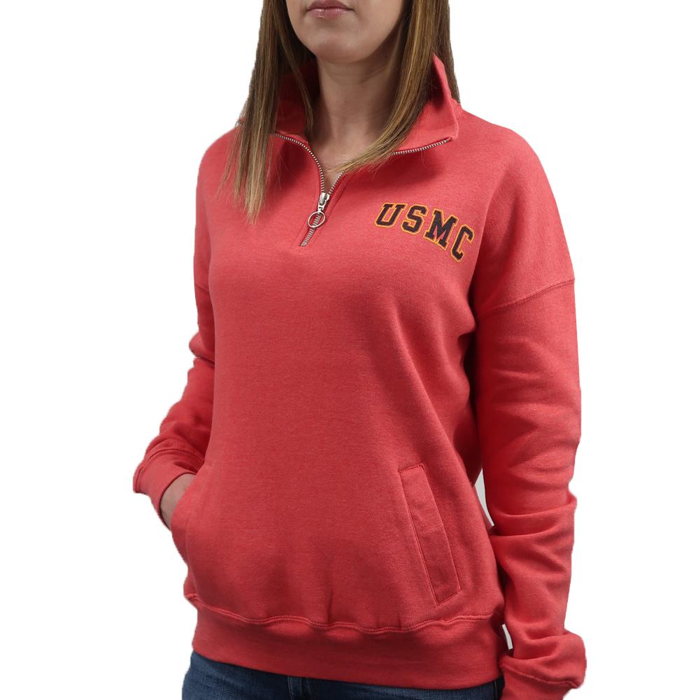 USMC LADIES DAKOTA QUARTER ZIP PULLOVER (RED) 4