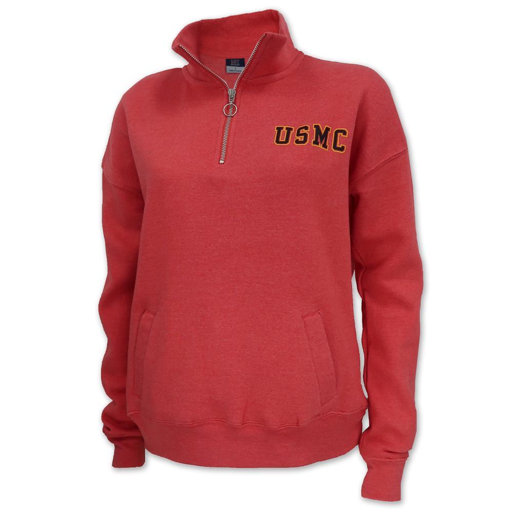 USMC LADIES DAKOTA QUARTER ZIP PULLOVER (RED) 1