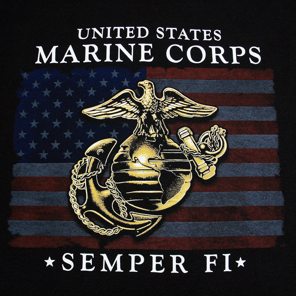 USMC SEMPER FI EGA FLAG T-SHIRT (BLACK) 1