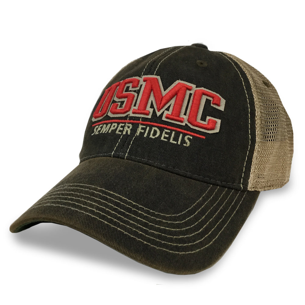 USMC SEMPER FIDELIS TRUCKER HAT (BLACK)